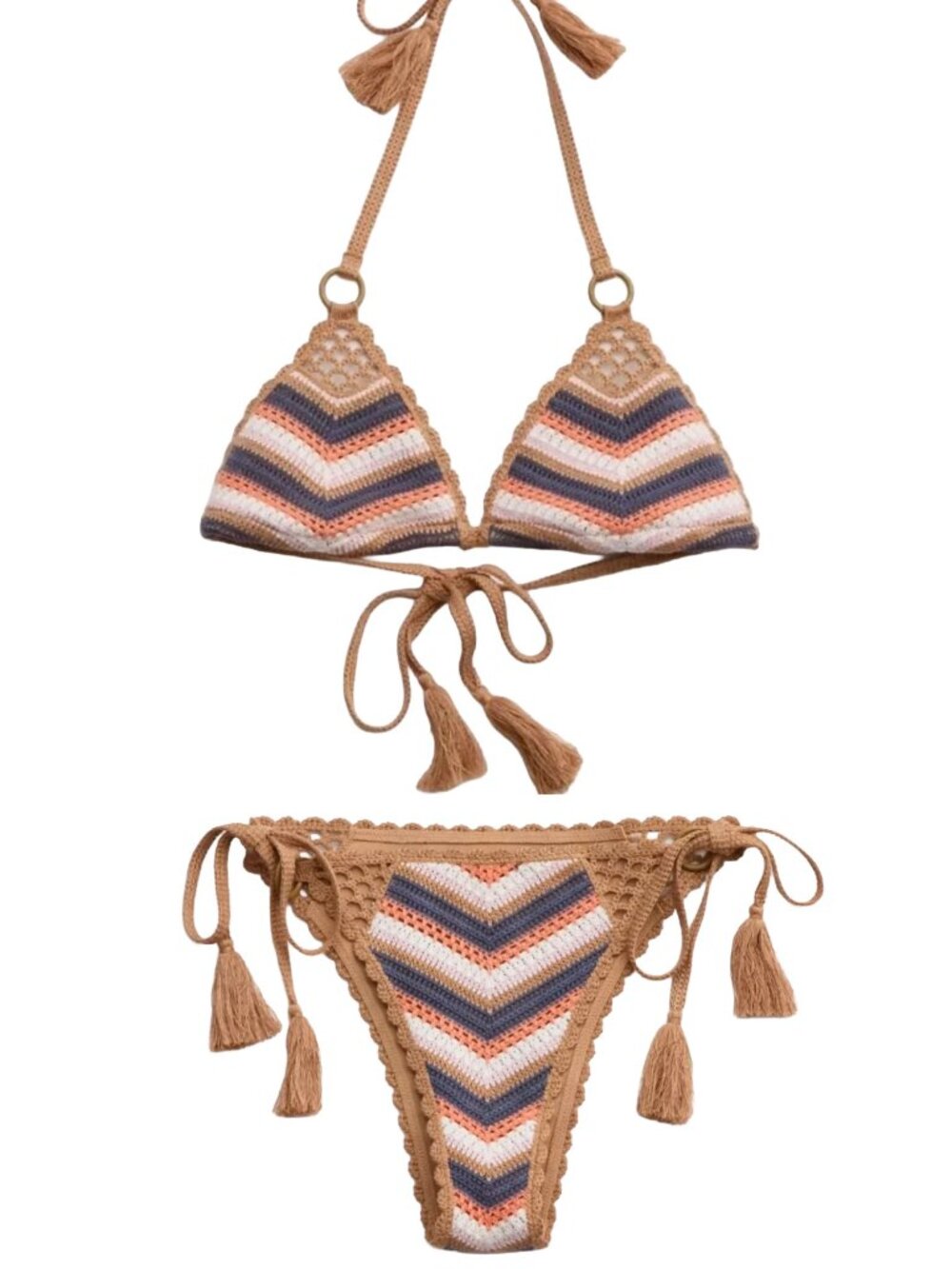 NWT Aerie Crochet Triangle String Tie Bikini Top & Cheekiest Bikini Bottom XS